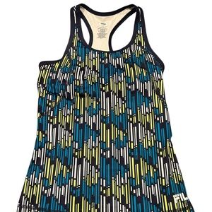 Fila Women's Blue and Lime Graphic Tank Top